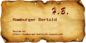 Hamburger Bertold névjegykártya